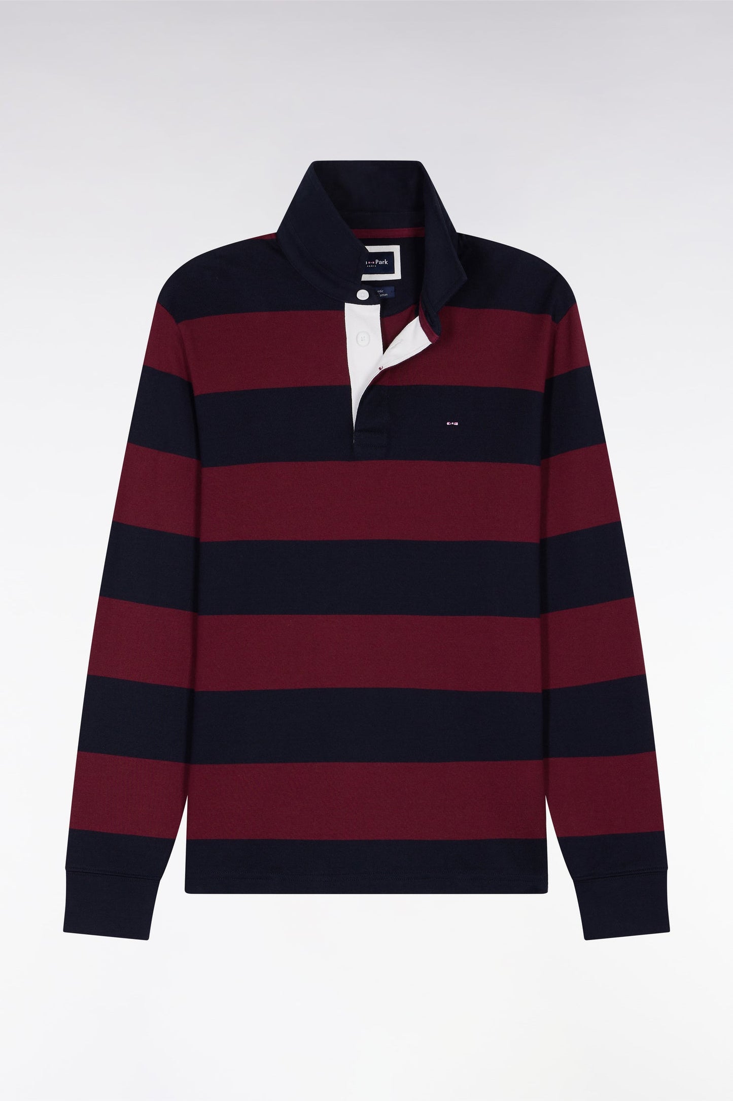 Maillot manches longues en jersey à rayures rugby bordeaux et noir