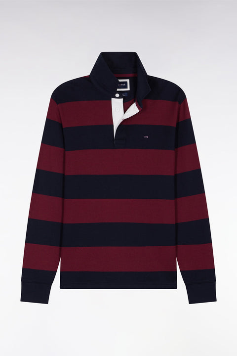 Maillot manches longues en jersey à rayures rugby bordeaux et noir - Image 2