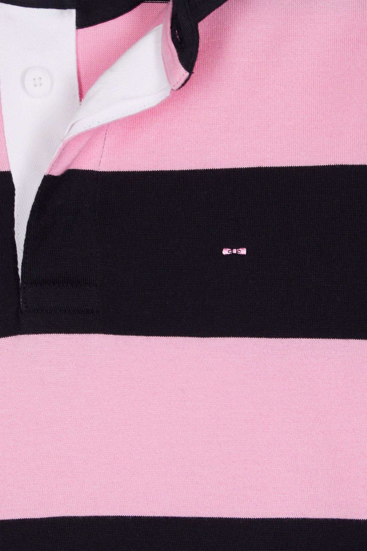Maillot manches longues en jersey à rayures rugby rose et marine