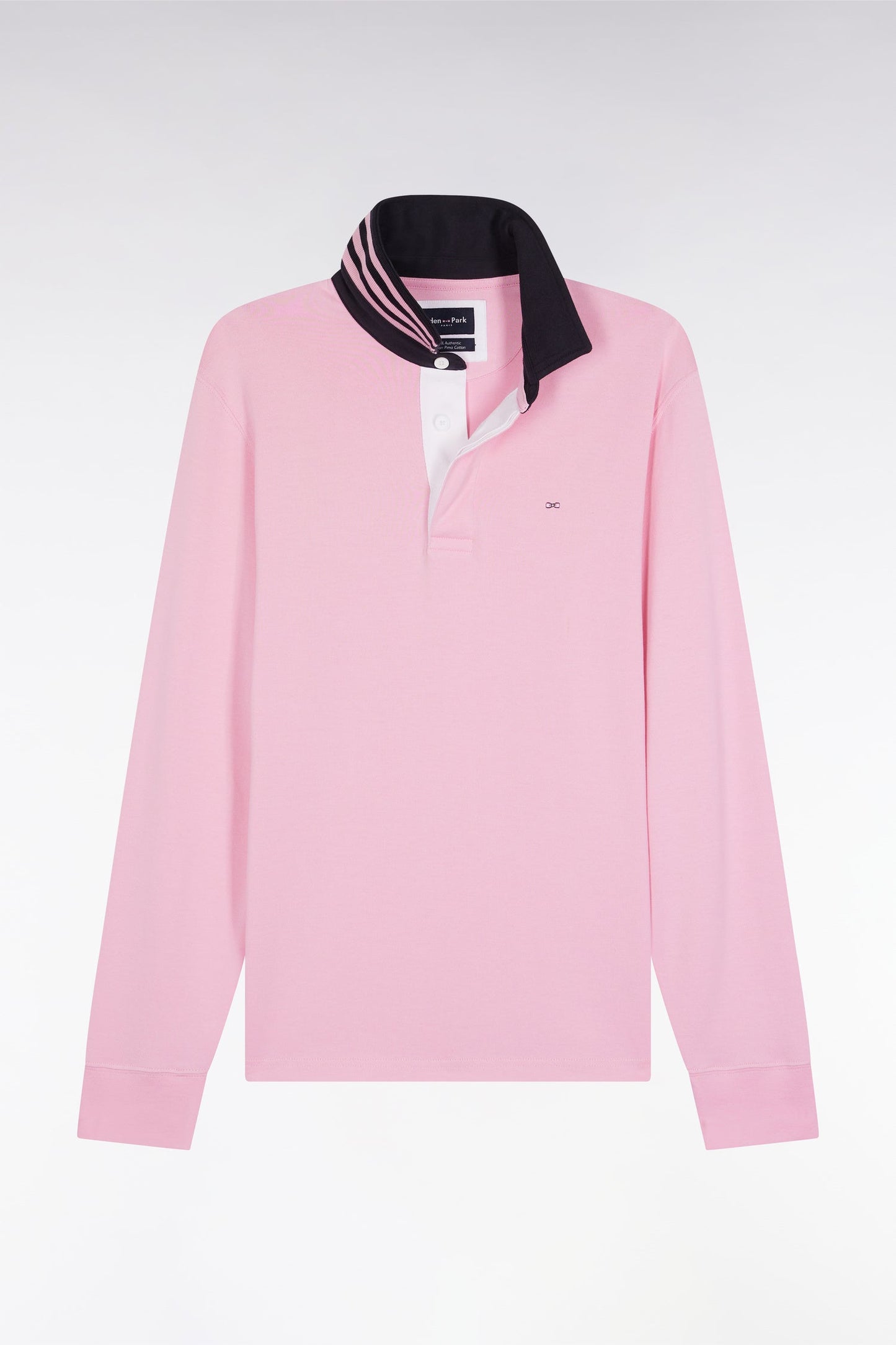Maillot manches longues en jersey rose dessous de col rayé