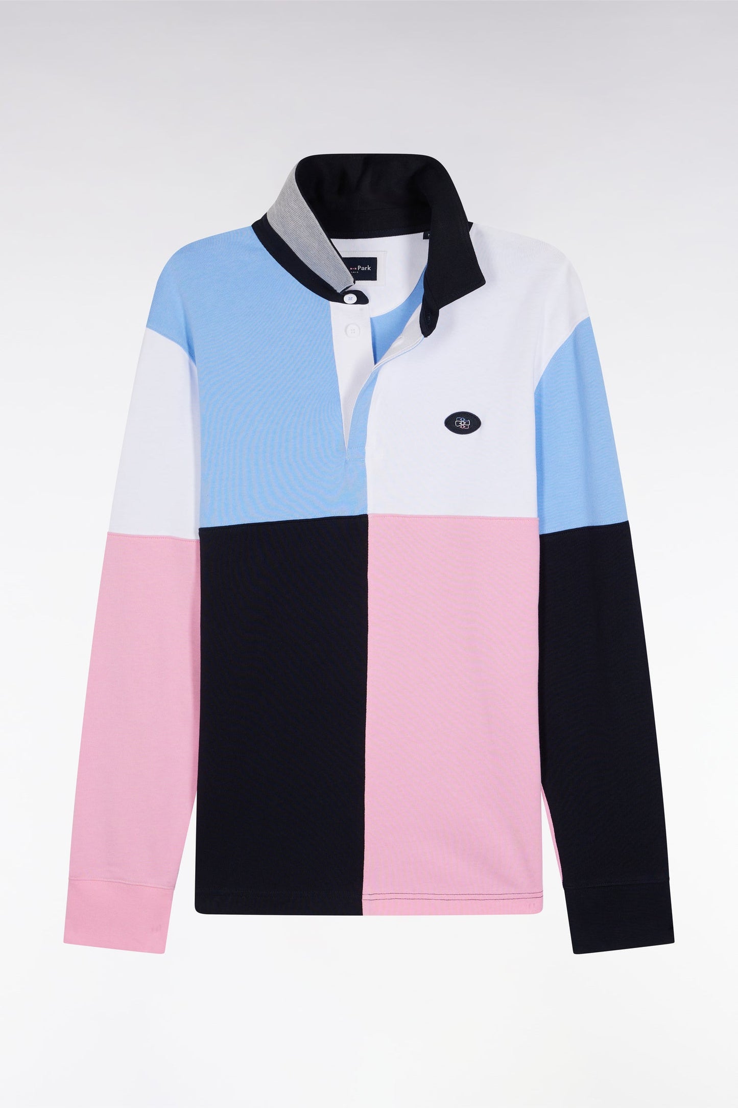 Maillot à manches longues en jersey coton épais colorblock coupe droite