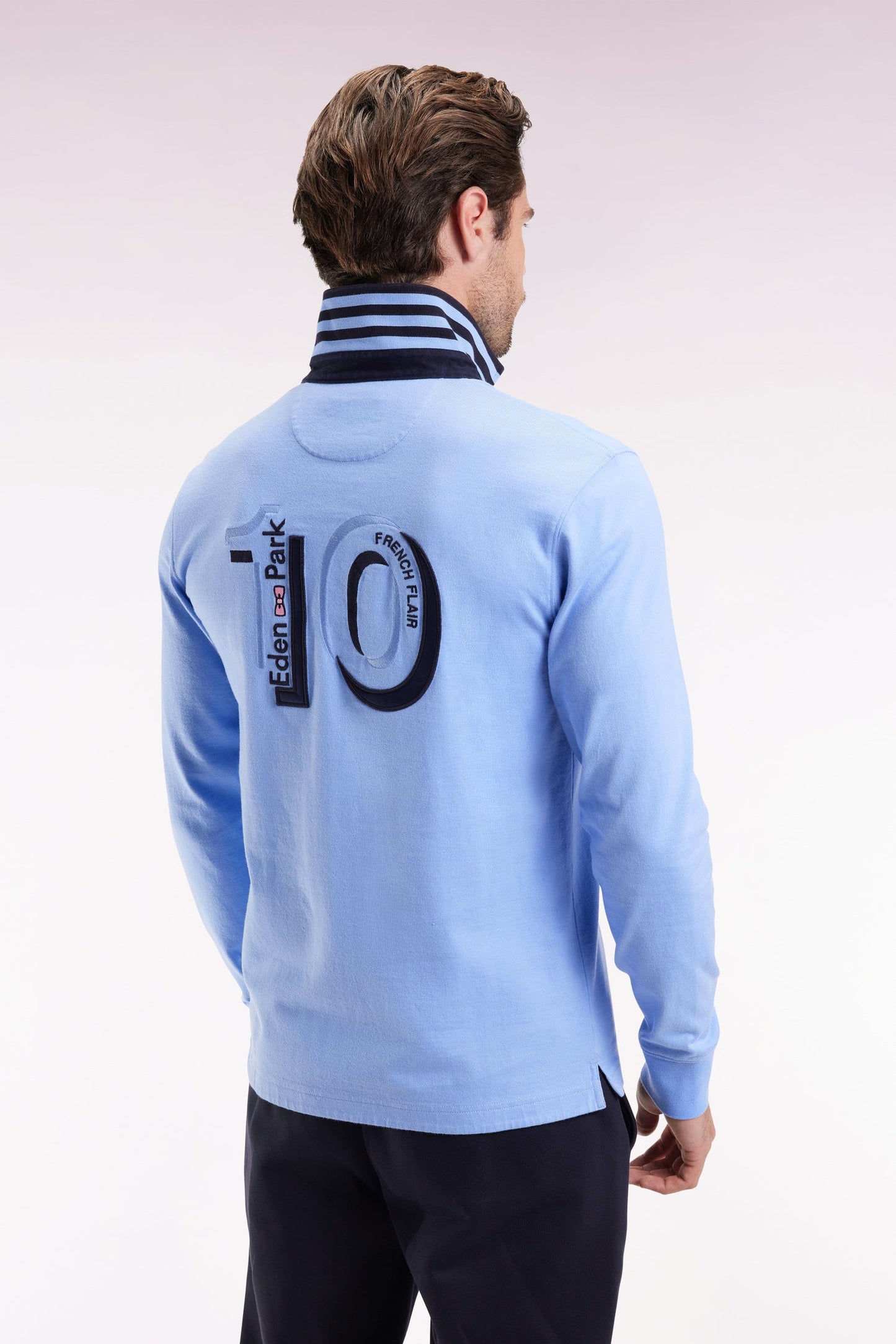 Maillot à manches longues en jersey épais ciel rayé coupe droite