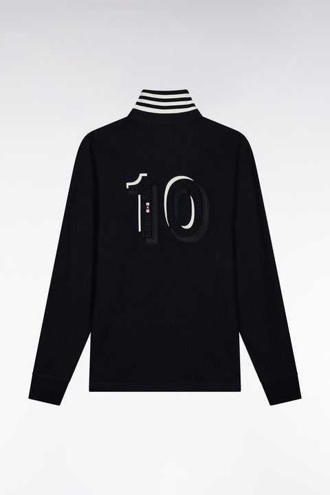 Maillot à manches longues en jersey épais noir rayé coupe droite - Image 2