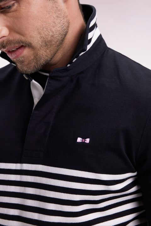 Maillot à manches longues en jersey épais noir rayé coupe droite - Image 3