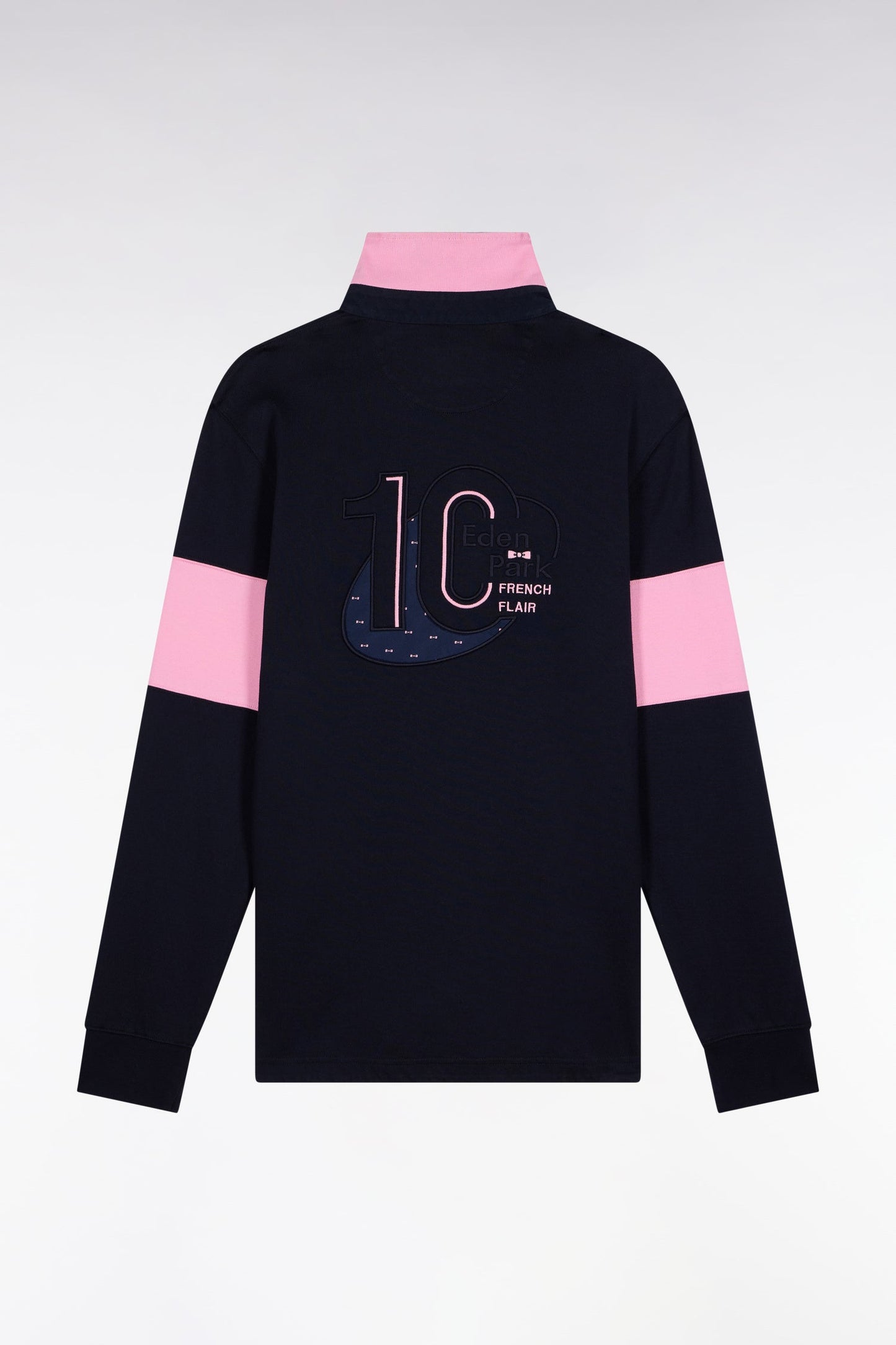 Maillot à manches longues en jersey épais marine broderie dos coupe droite