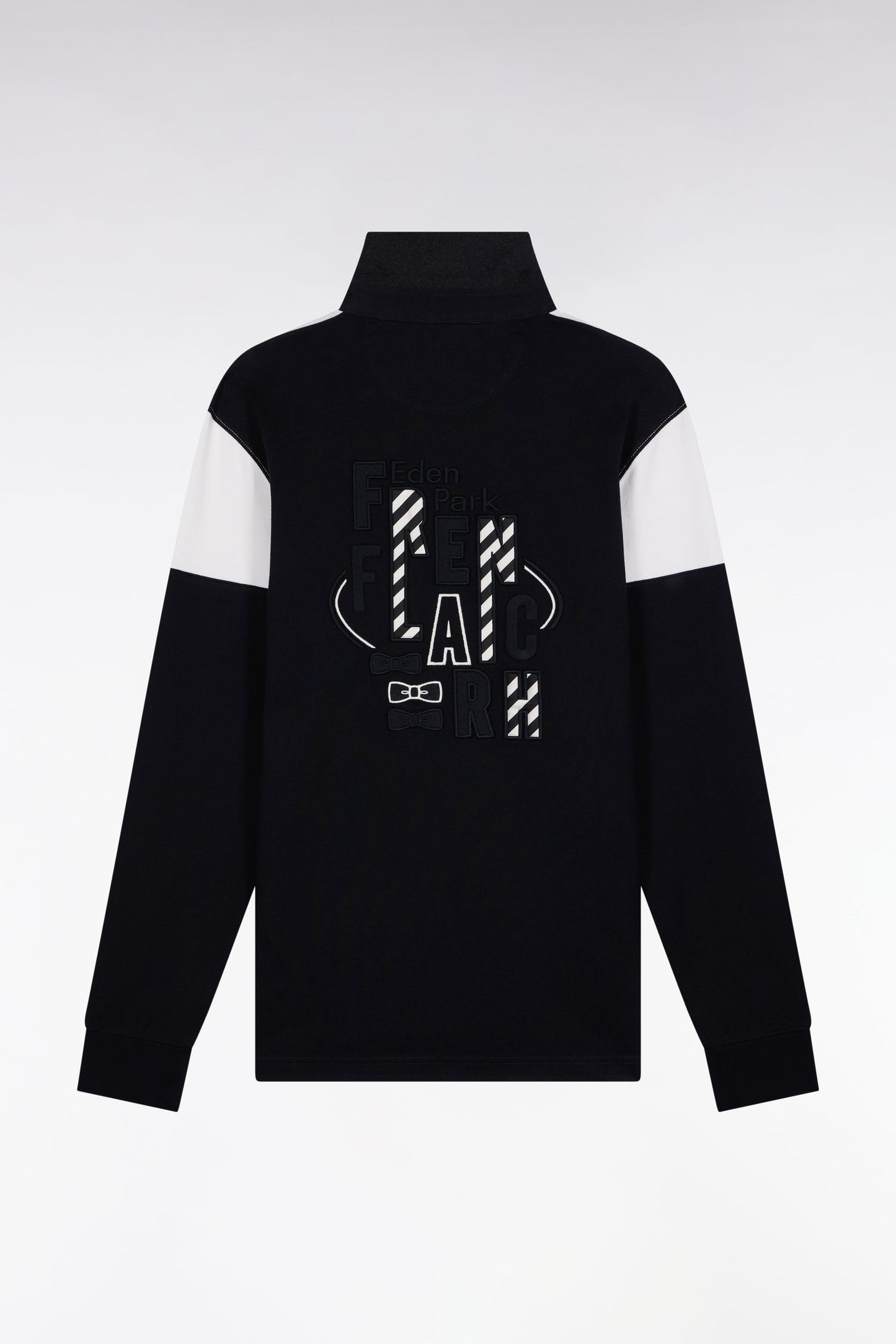 Maillot à manches longues en jersey bicolore noir et blanc coupe droite