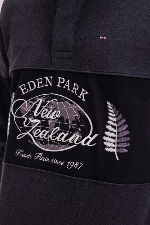 Maillot à manches longues noir et gris broderie Nouvelle Zélande - Image 3
