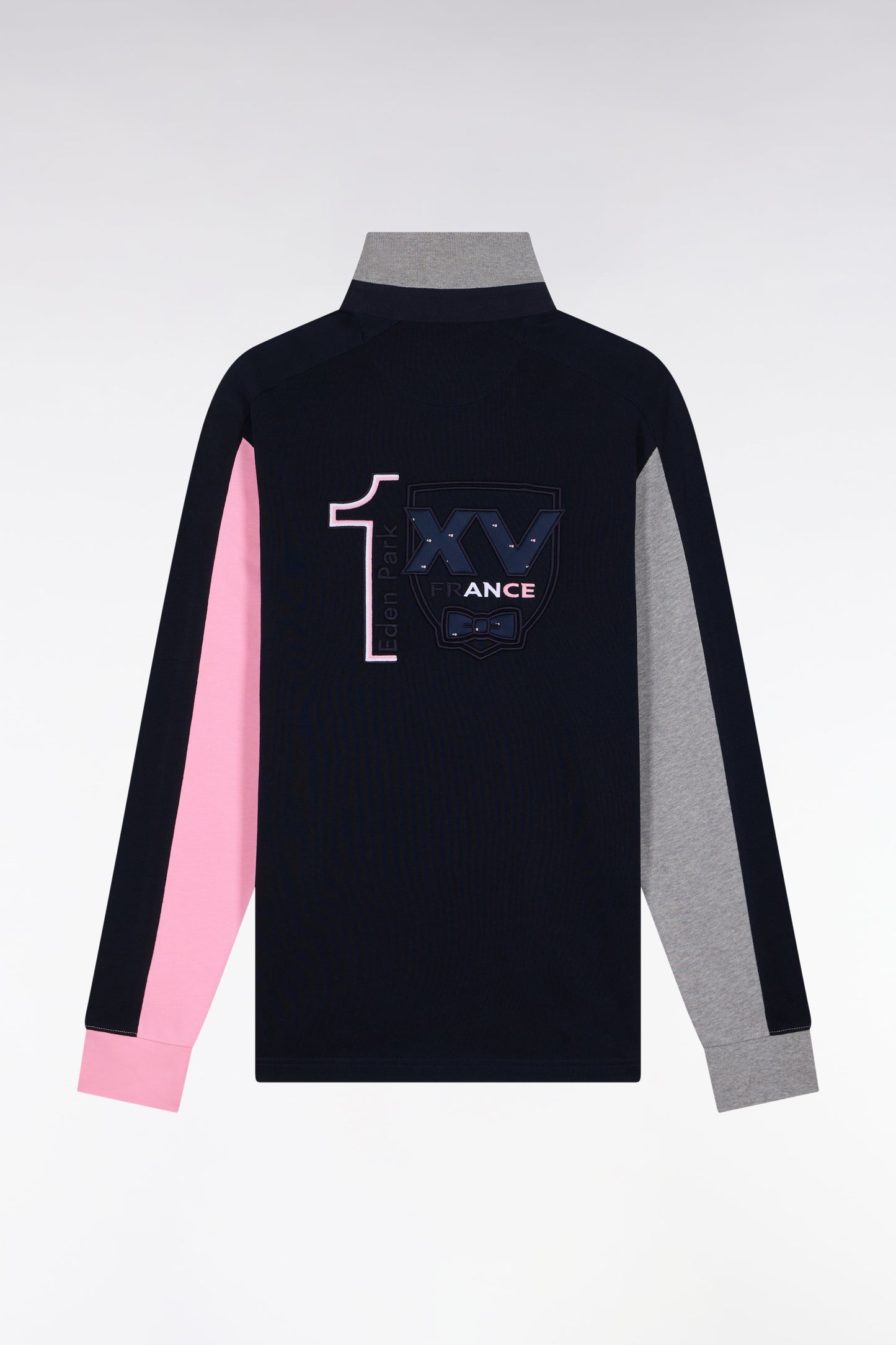 Maillot à manches longues en jersey épais noir broderie dos coupe droite