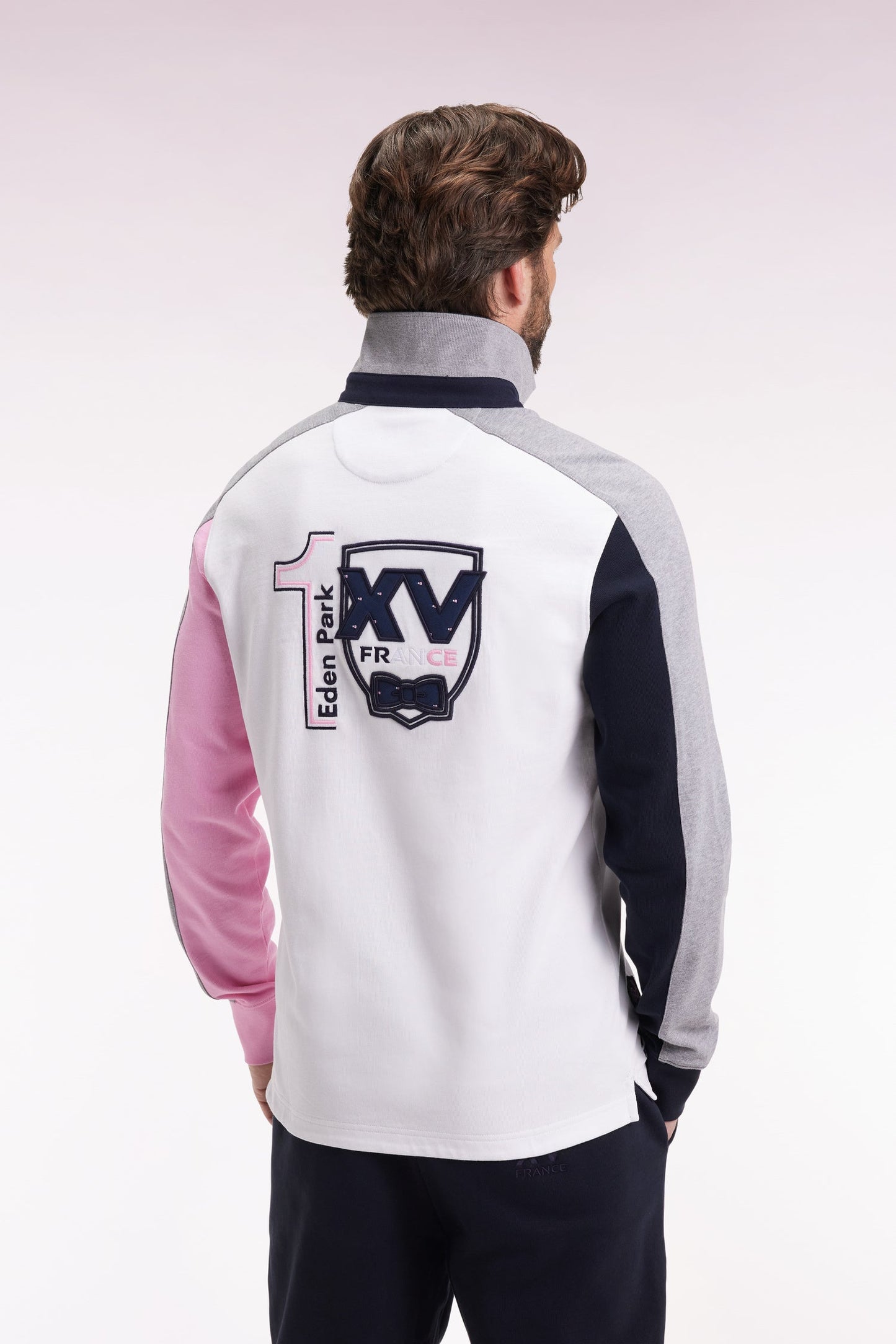 Maillot à manches longues XV de France blanc dos brodé coupe droite