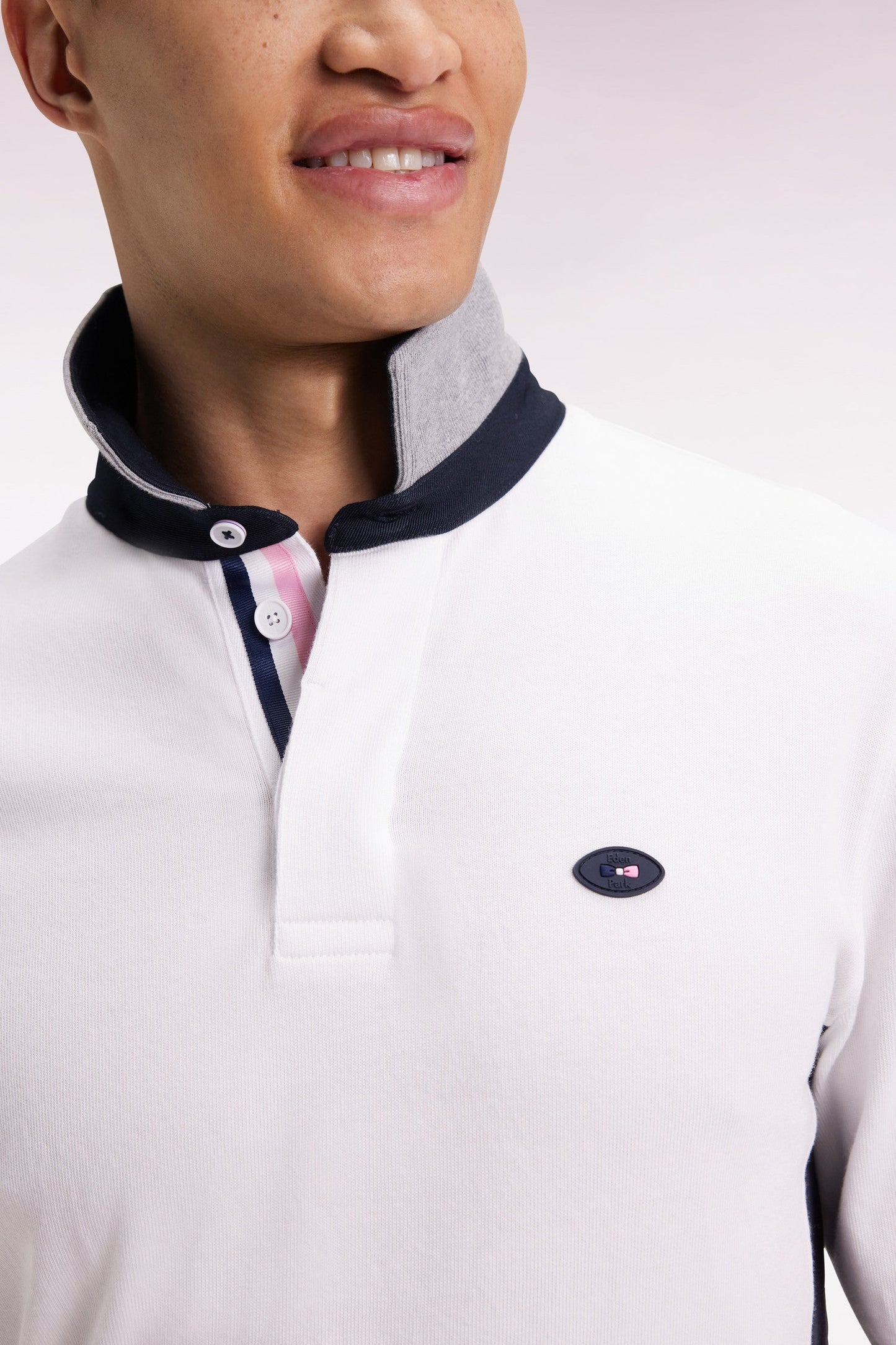 Maillot à manches longues XV de France blanc broderie coq coupe droite