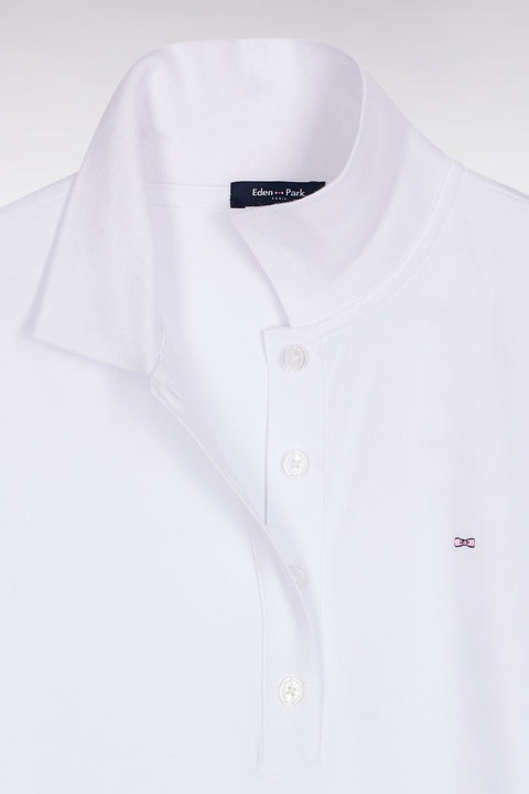 Polo manches courtes en coton stretch blanc coupe slim - Image 2