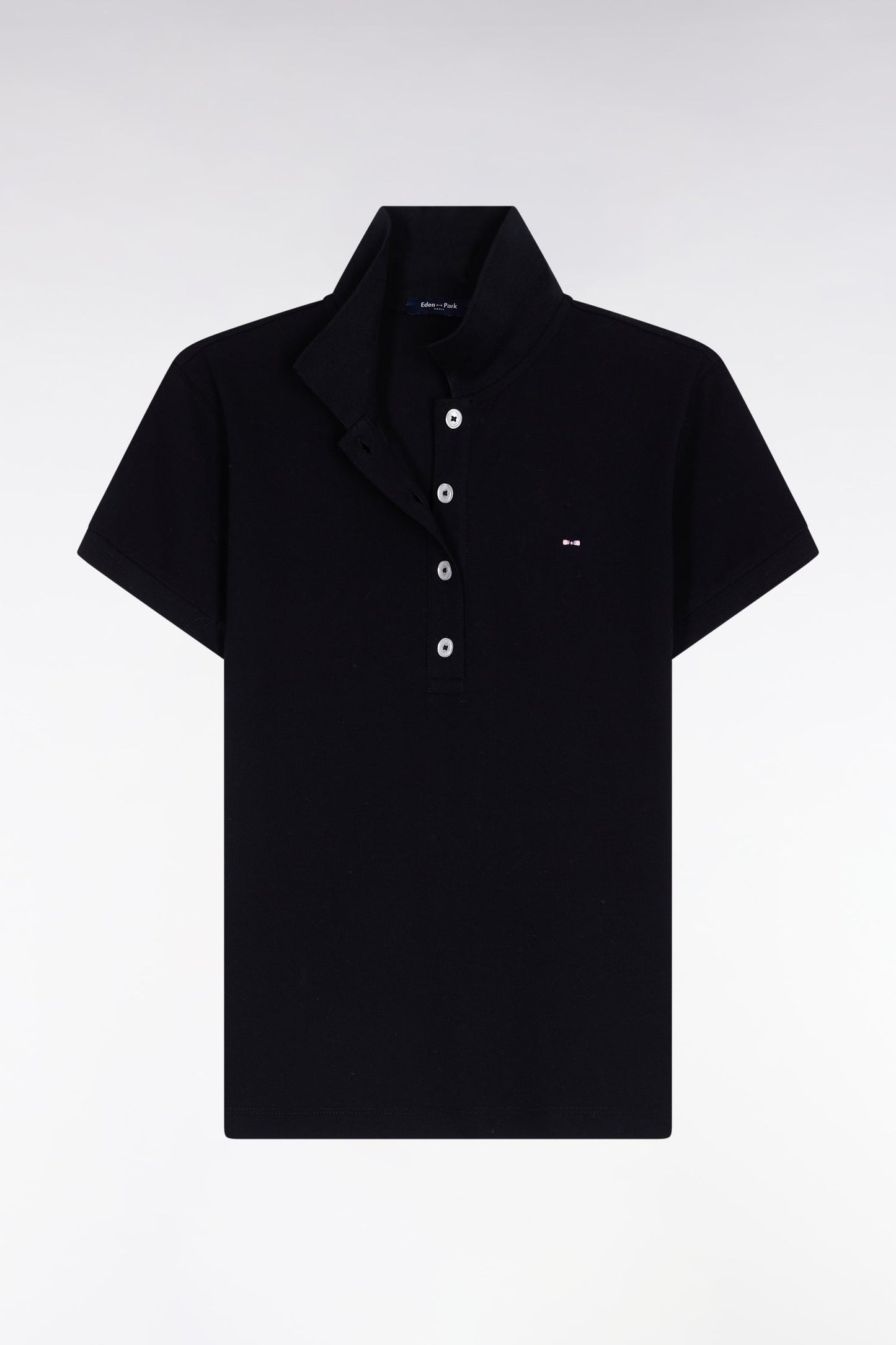 Polo manches courtes en coton stretch noir coupe slim
