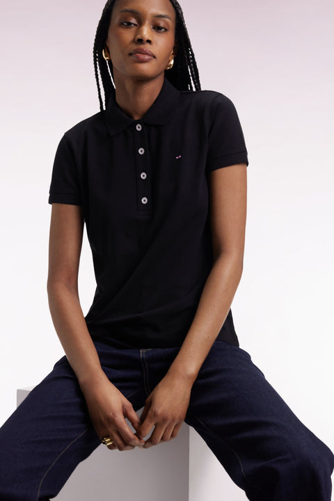 Polo manches courtes en coton stretch noir coupe slim - Image 3