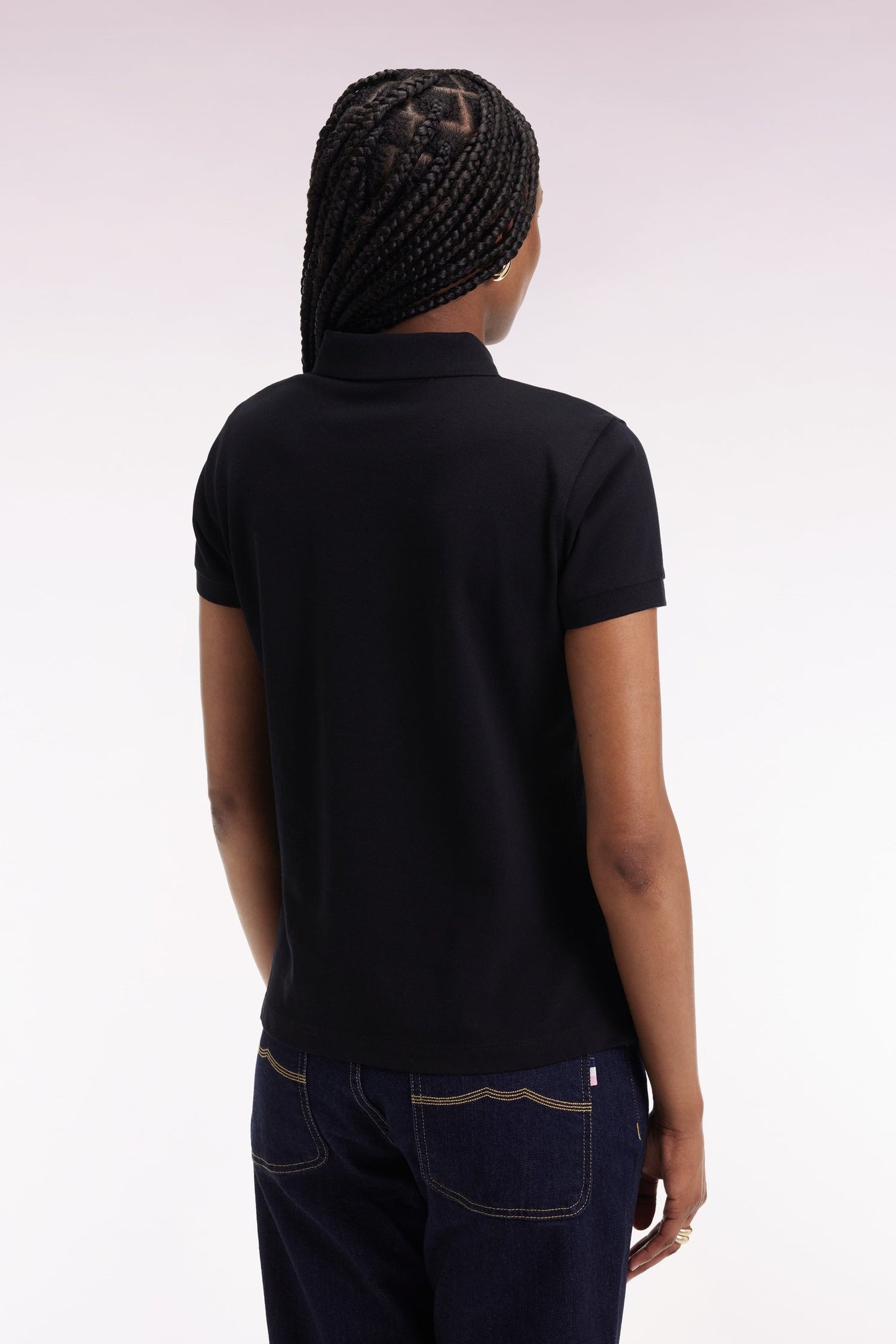 Polo manches courtes en coton stretch noir coupe slim