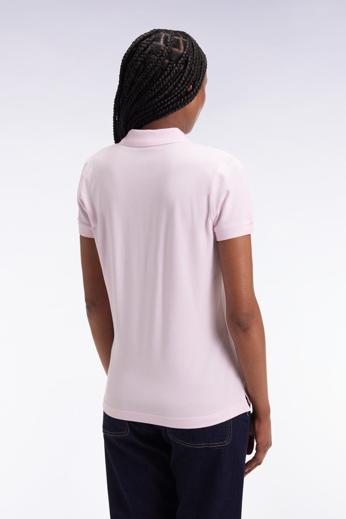 Polo manches courtes en coton stretch rose coupe slim
