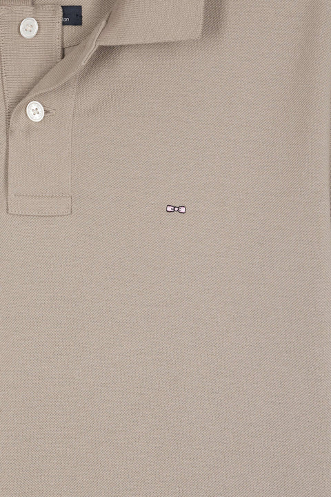 Polo manches courtes en coton Pima beige coupe droite - Image 2