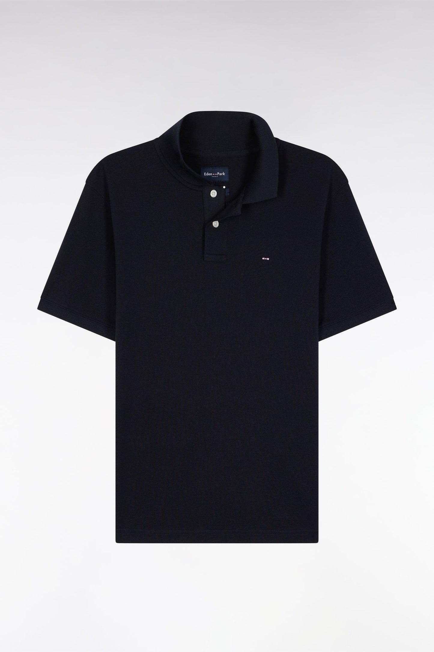 Polo manches courtes en coton Pima marine coupe droite