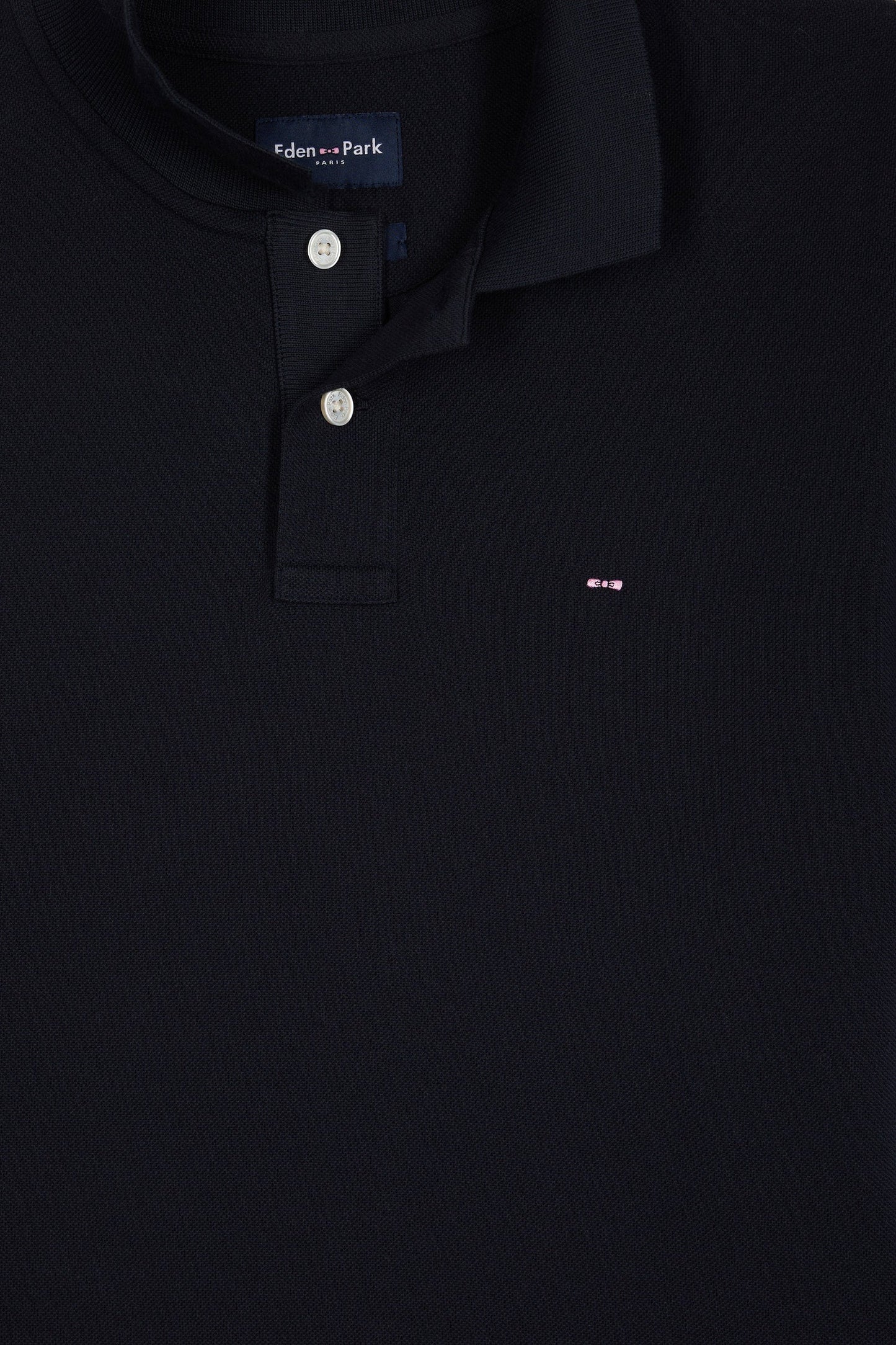 Polo manches courtes en coton Pima marine coupe droite