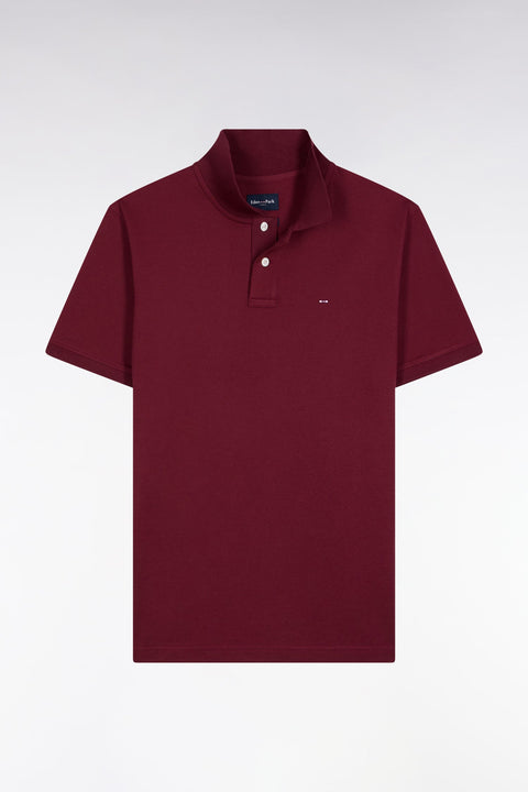 Polo manches courtes en coton Pima bordeaux coupe droite - Image 2