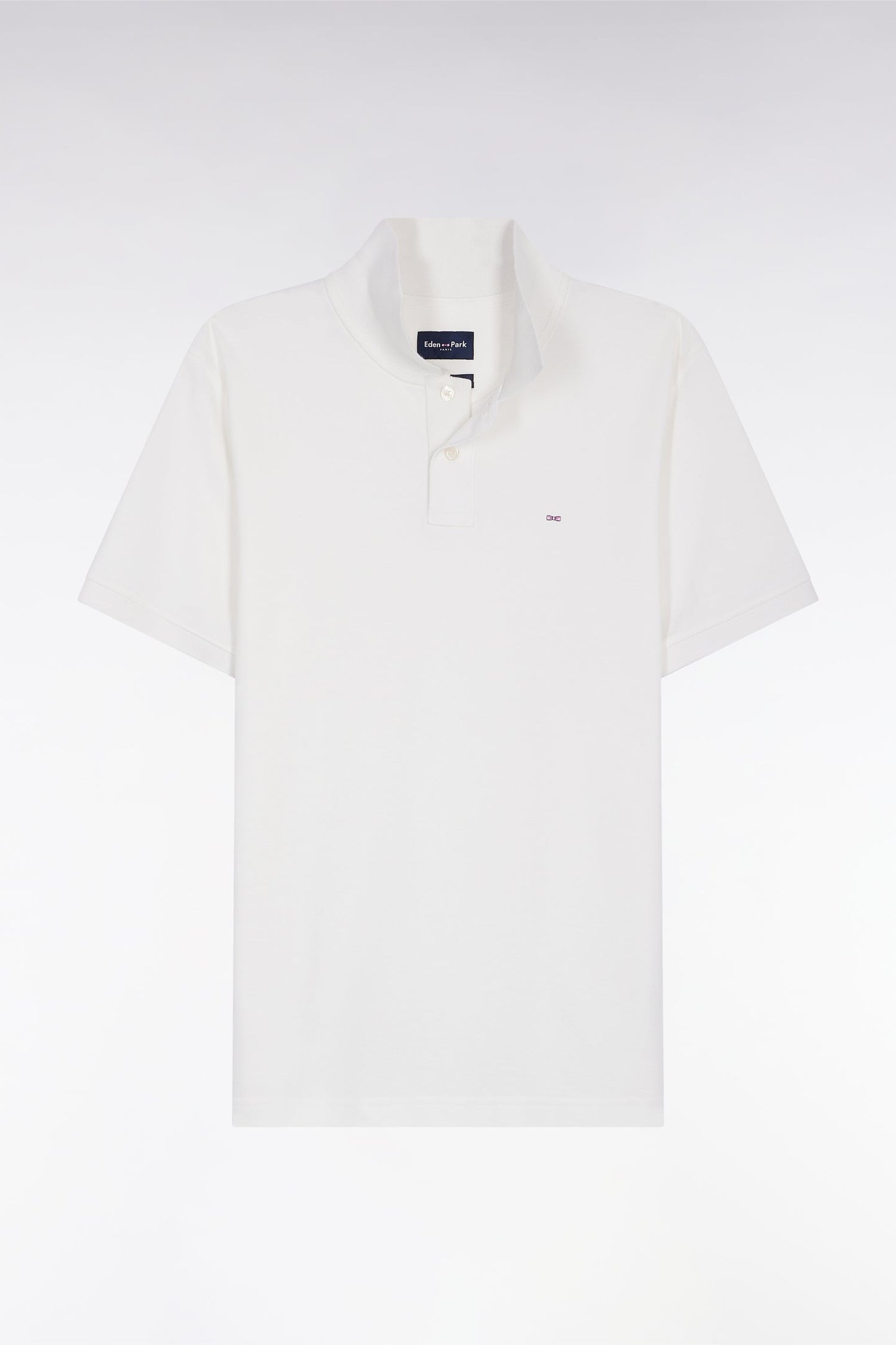 Polo manches courtes en coton Pima blanc coupe droite