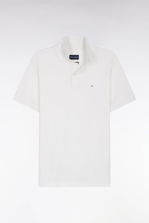 Polo manches courtes en coton Pima blanc coupe droite - Image 2