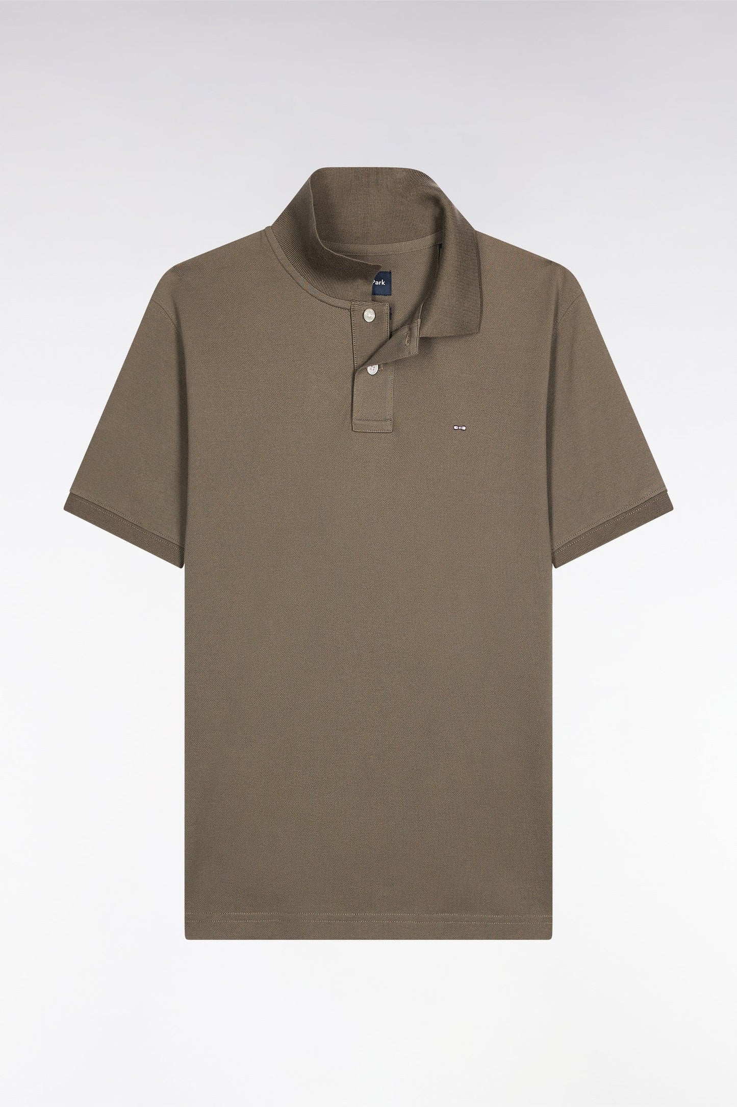 Polo manches courtes en coton Pima kaki coupe droite