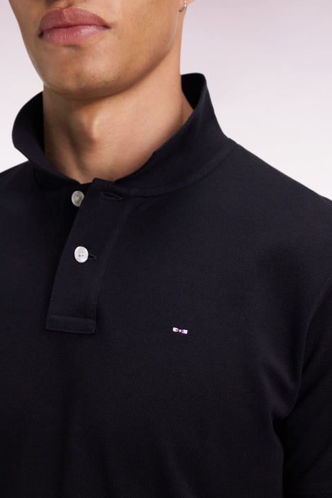 Polo manches courtes en coton Pima noir coupe droite - Image 3