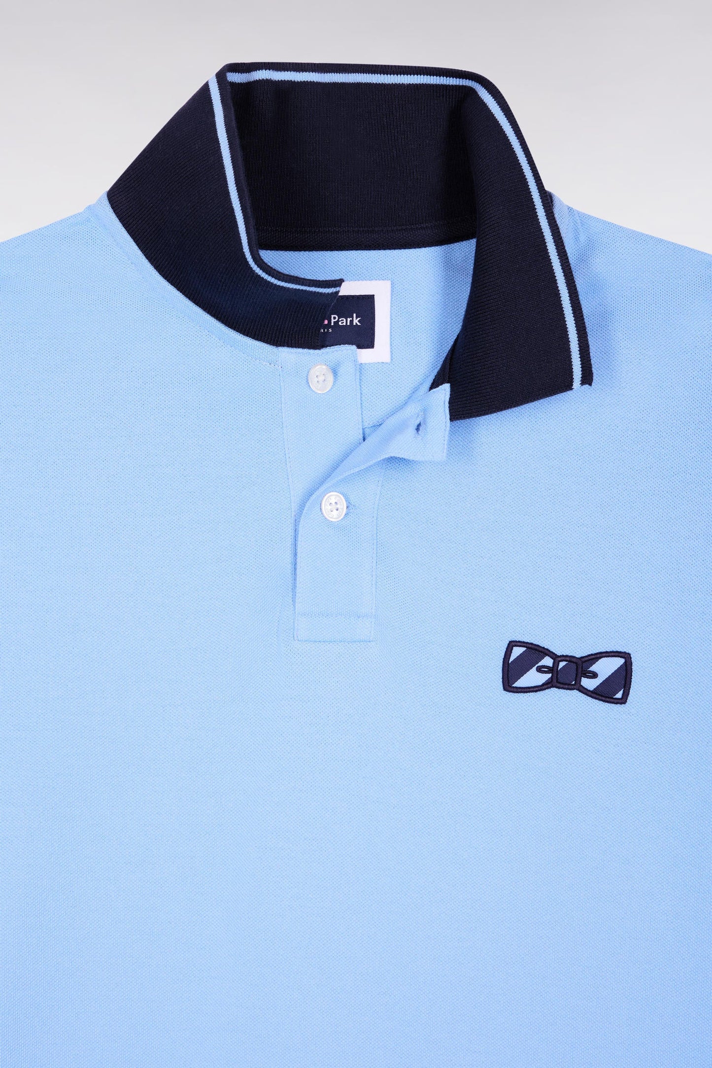 Polo à manches courtes en coton ciel broderie cerclée