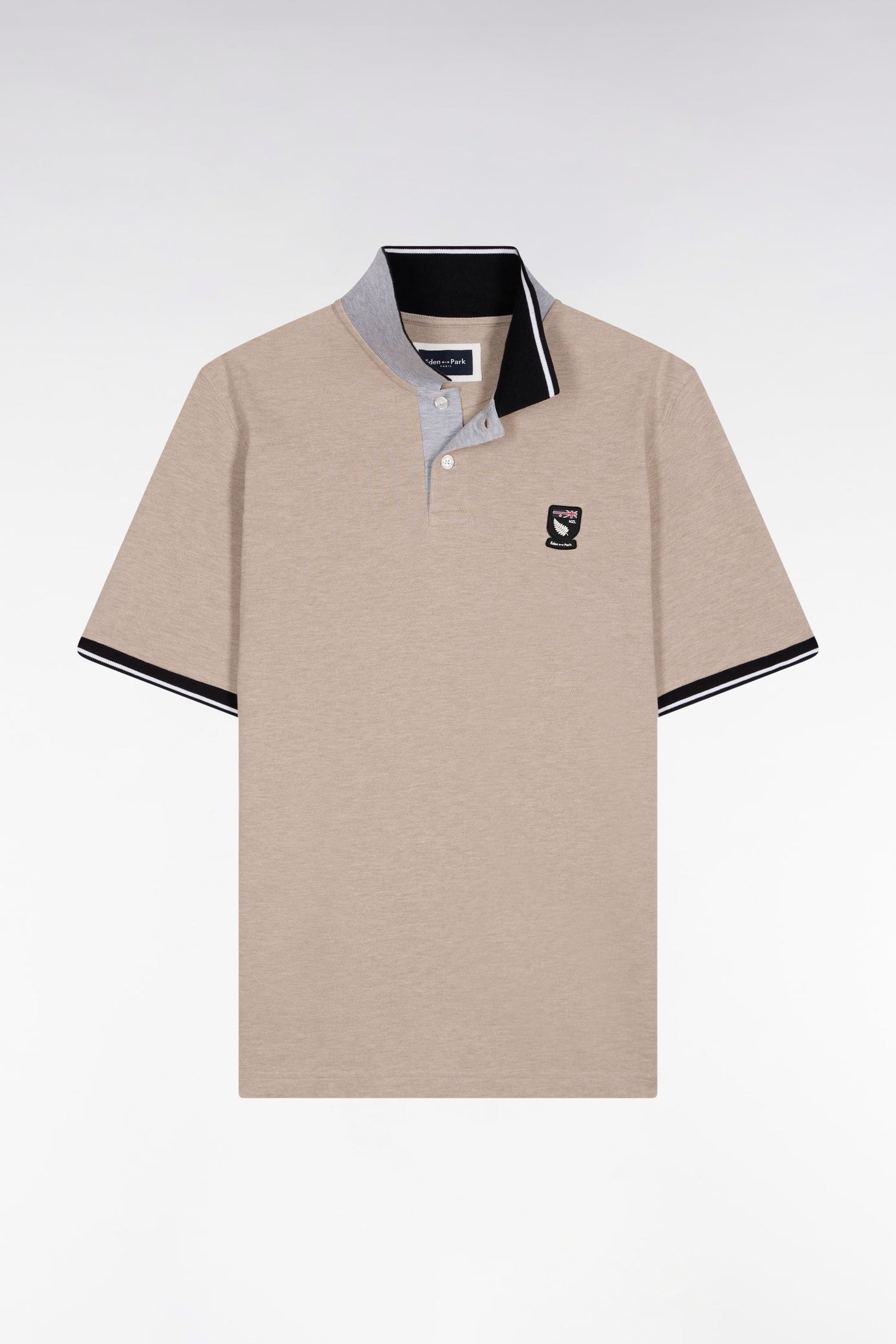 Polo manches courtes Nouvelle Zélande en piqué coton beige coupe ample