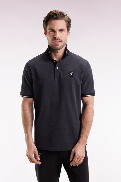 Polo manches courtes Nouvelle Zélande en piqué coton gris coupe ample - Image 1