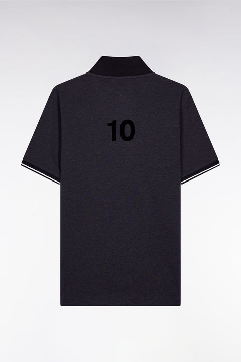 Polo manches courtes Nouvelle Zélande en piqué coton gris coupe ample - Image 2
