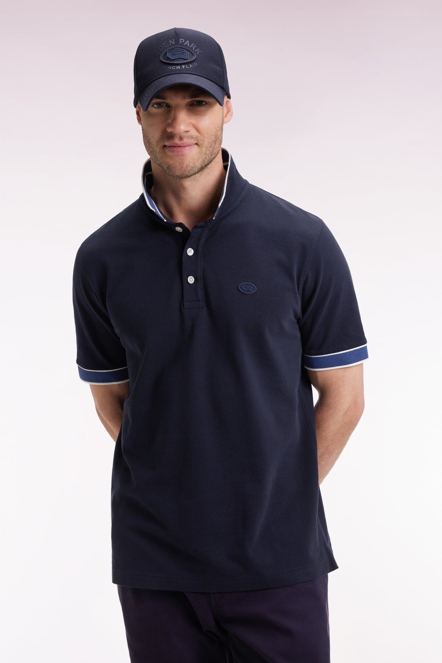 Polo manches courtes en coton marine coupe ample