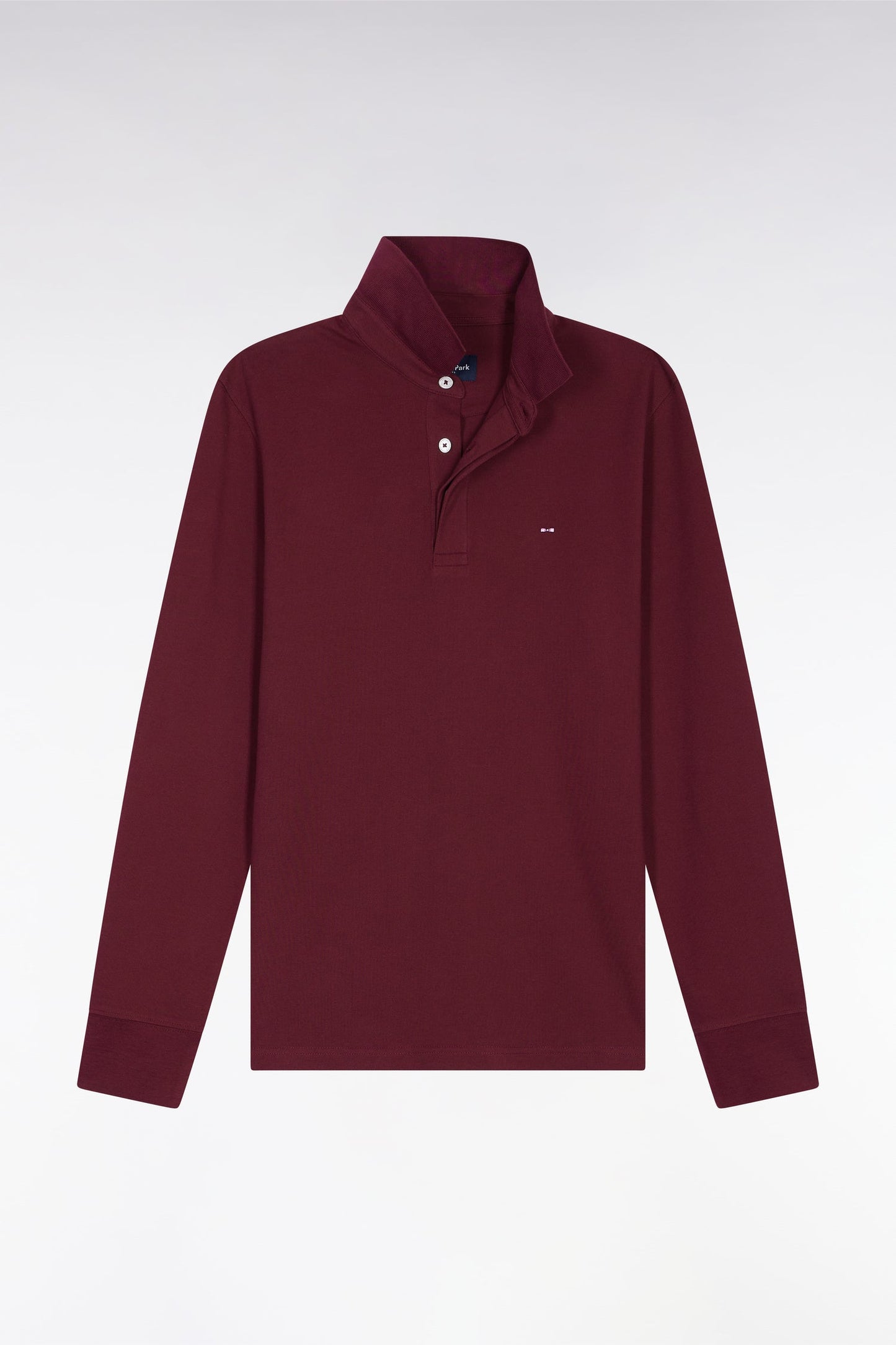 Polo à manches longues en coton stretch bordeaux coupe slim