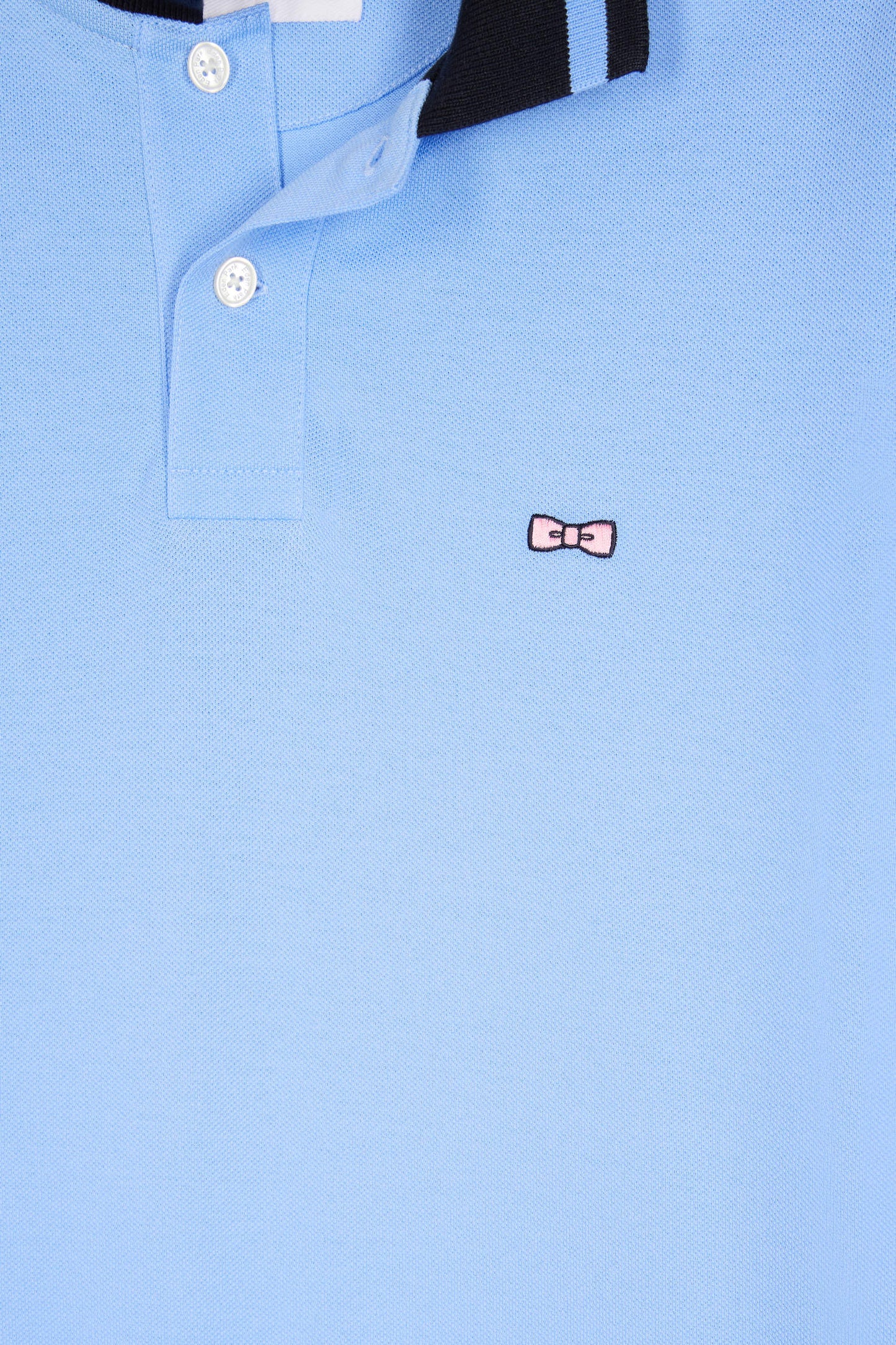 Polo à manches longues en piqué coton bicolore ciel broderie 10