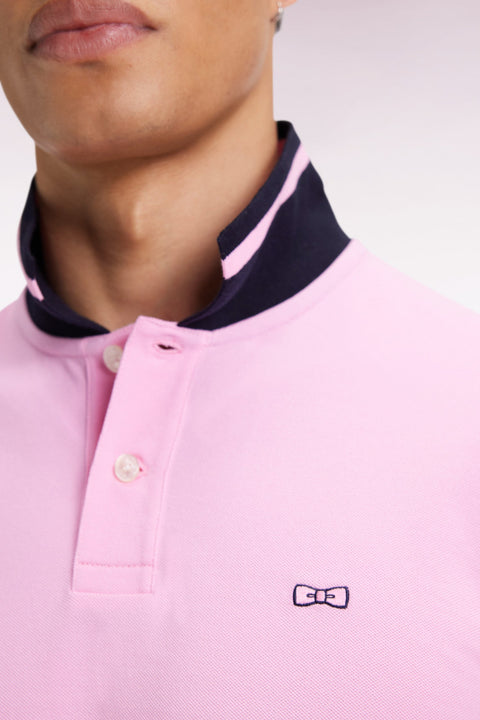 Polo à manches longues en piqué coton bicolore rose broderie 10 - Image 3