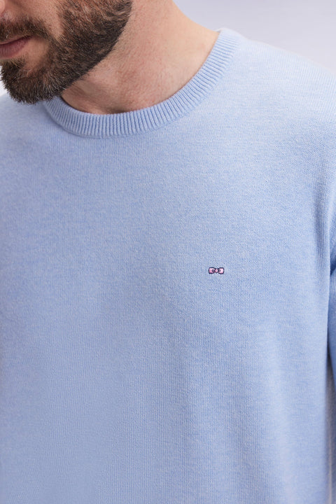Pull col rond en laine et coton ciel - Image 3