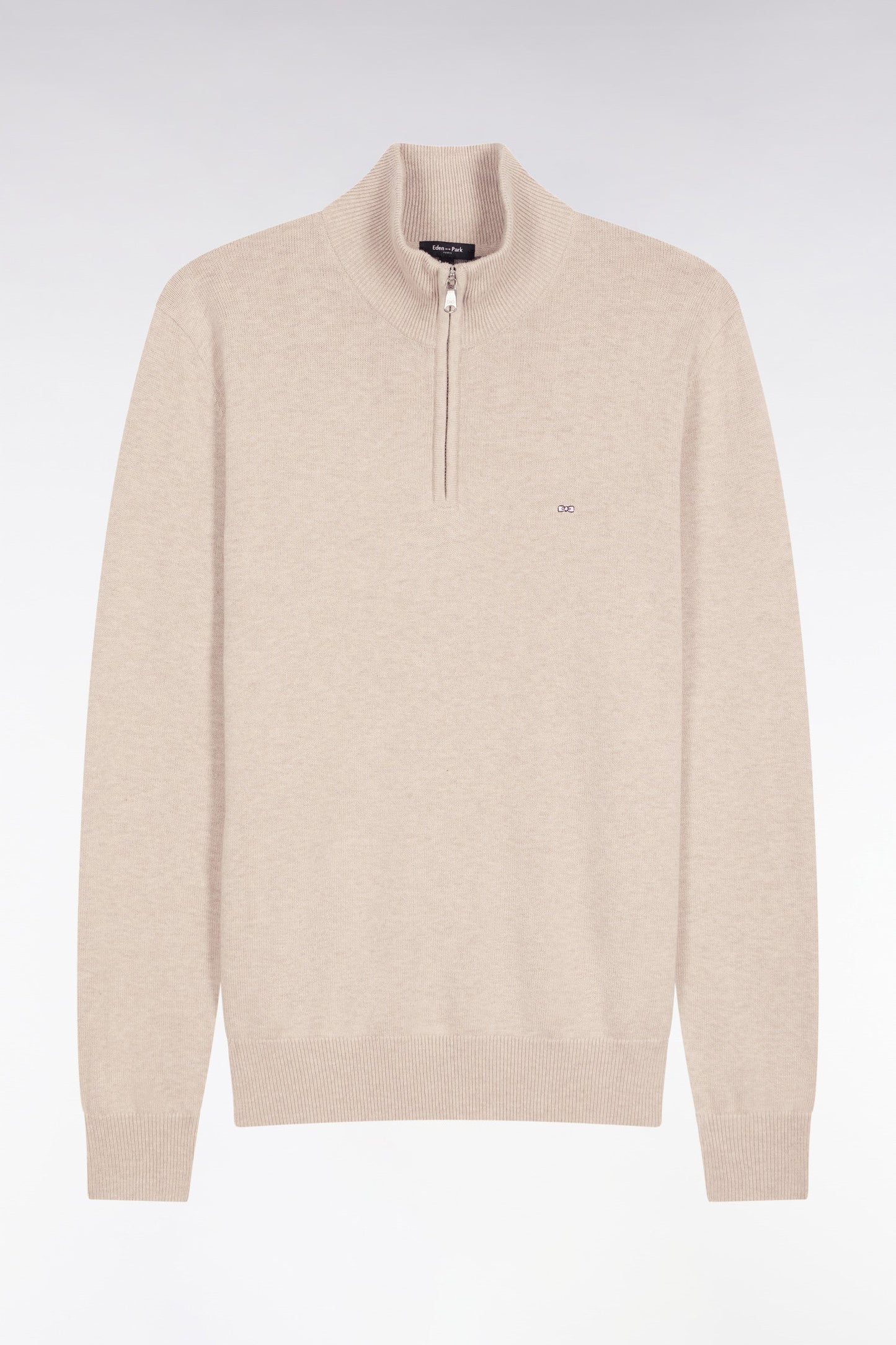 Pull col camionneur en laine et coton beige