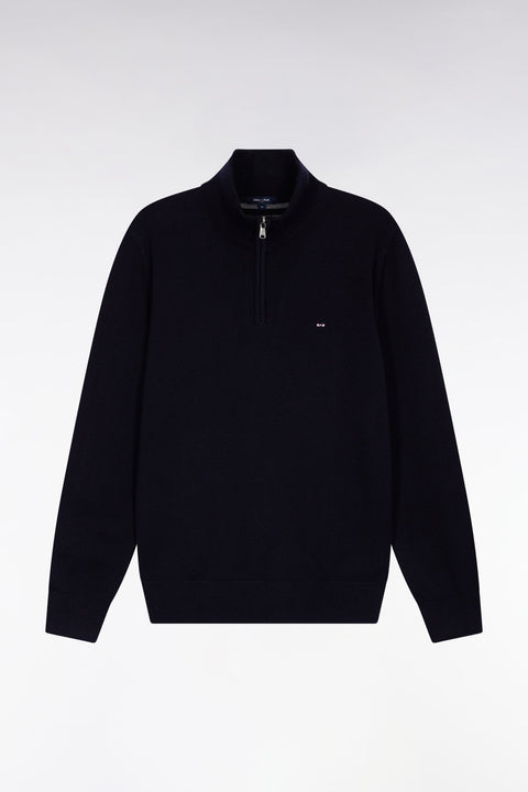 Pull col camionneur en laine et coton bleu foncé - Image 2