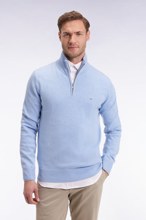 Pull col camionneur en laine et coton marine - Image 1