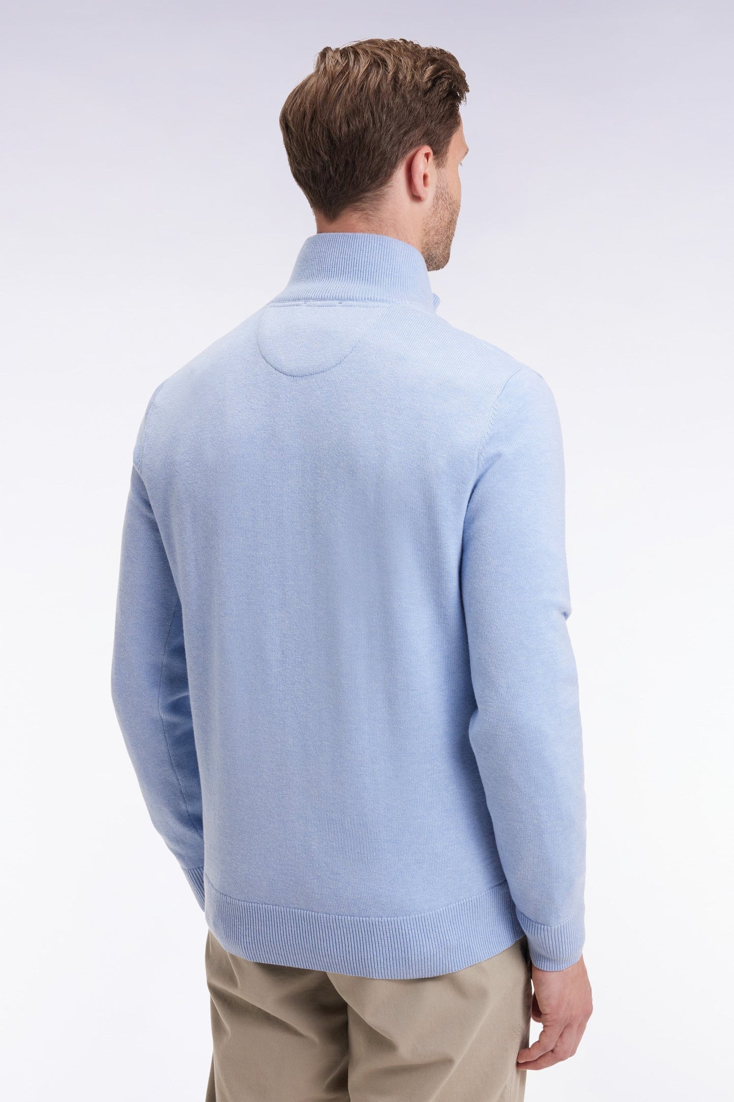 Pull col camionneur en laine et coton marine