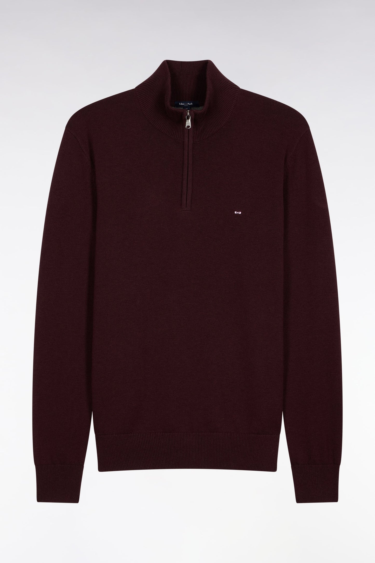 Pull col camionneur en laine et coton bordeaux