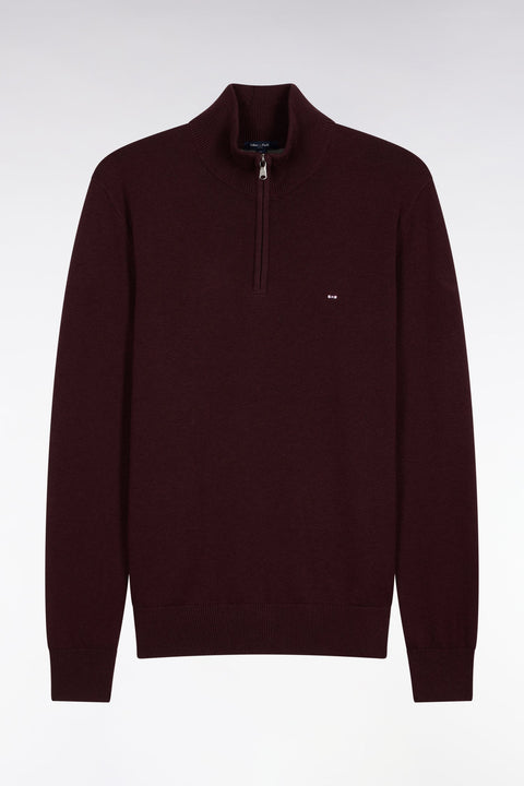 Pull col camionneur en laine et coton bordeaux - Image 2