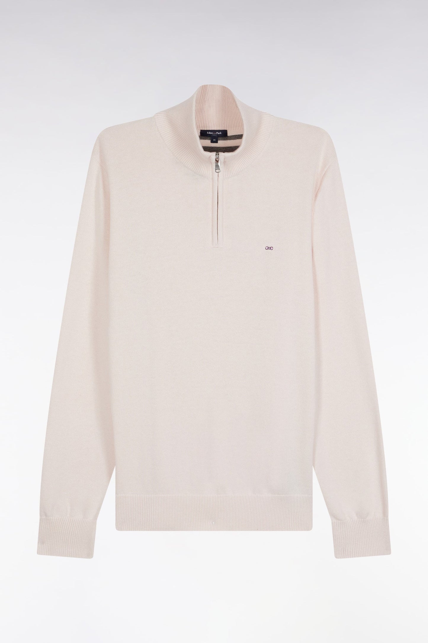 Pull col camionneur en laine et coton écru