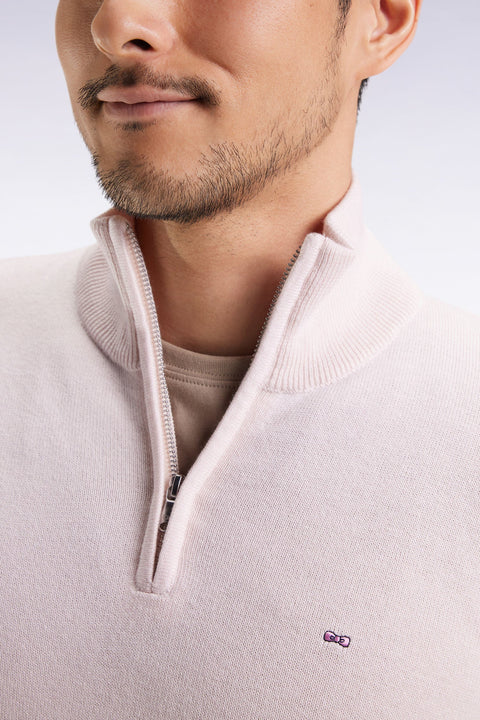 Pull col camionneur en laine et coton écru - Image 3
