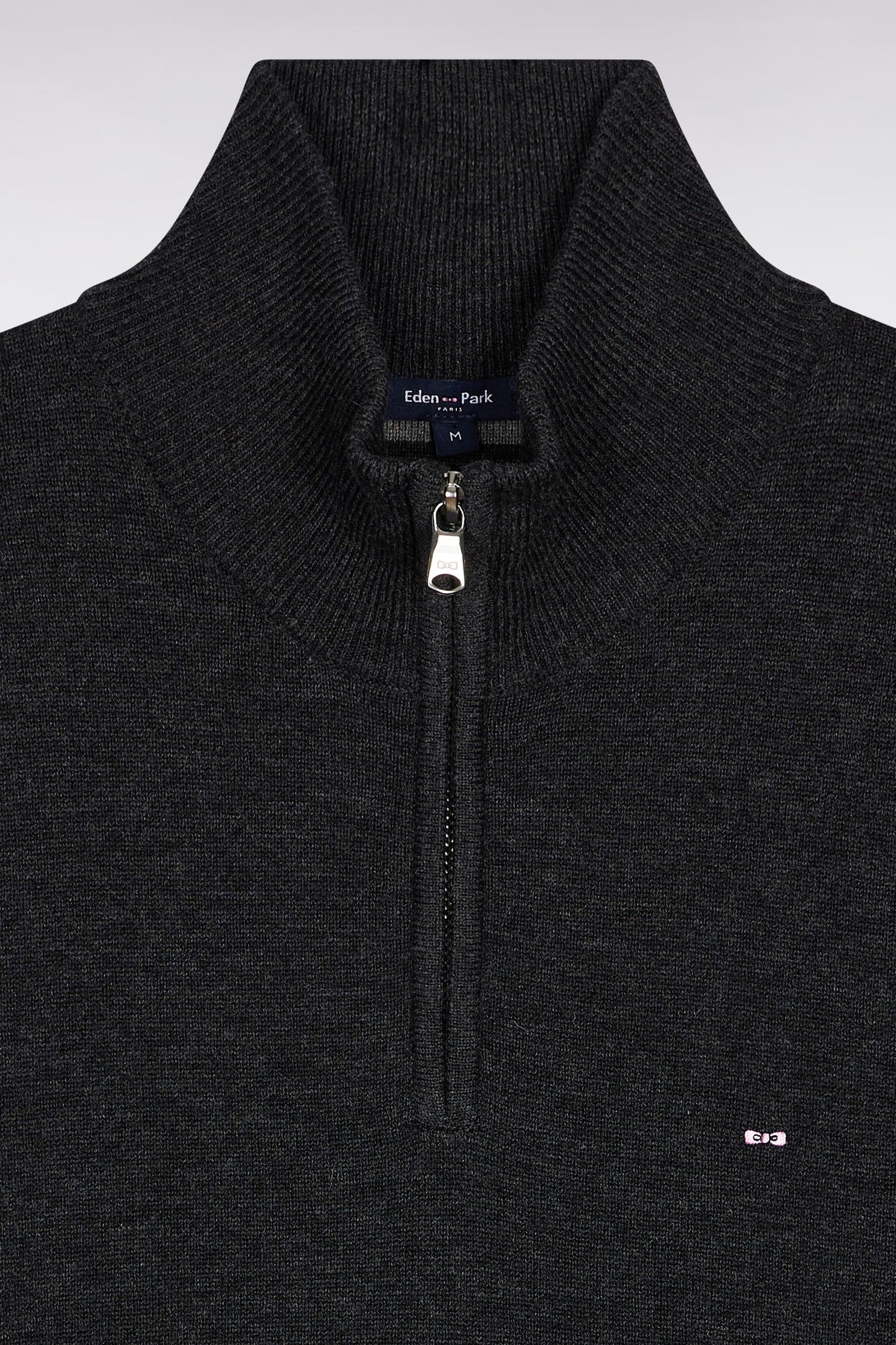 Pull col camionneur en laine et coton gris foncé