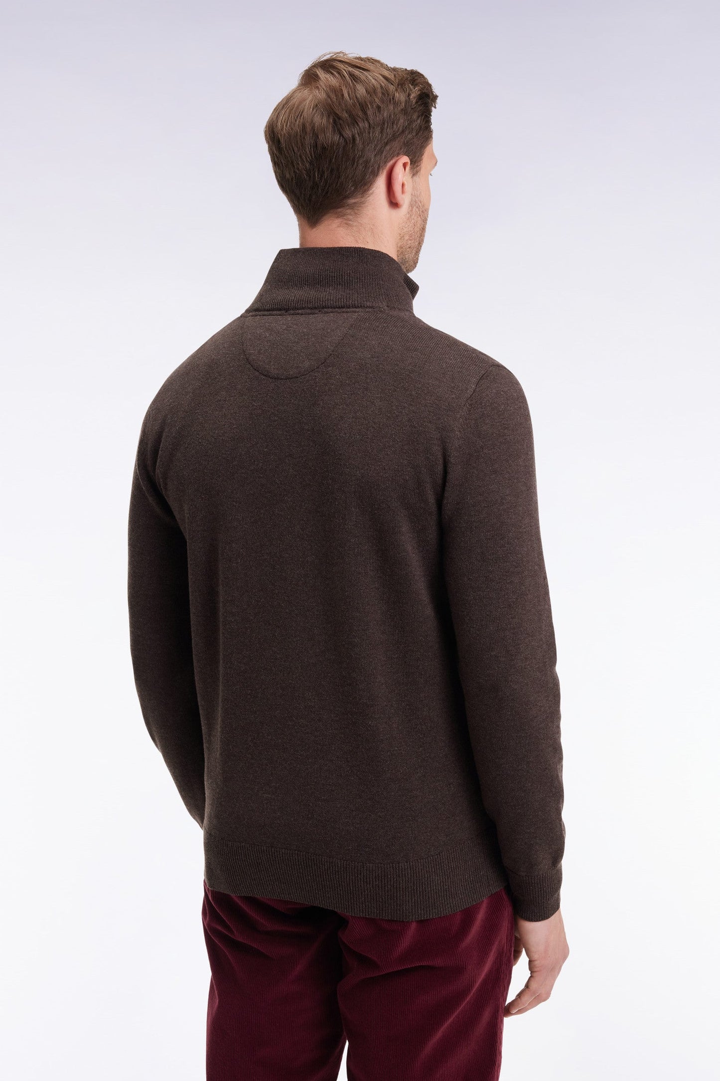 Pull col camionneur en laine et coton marron