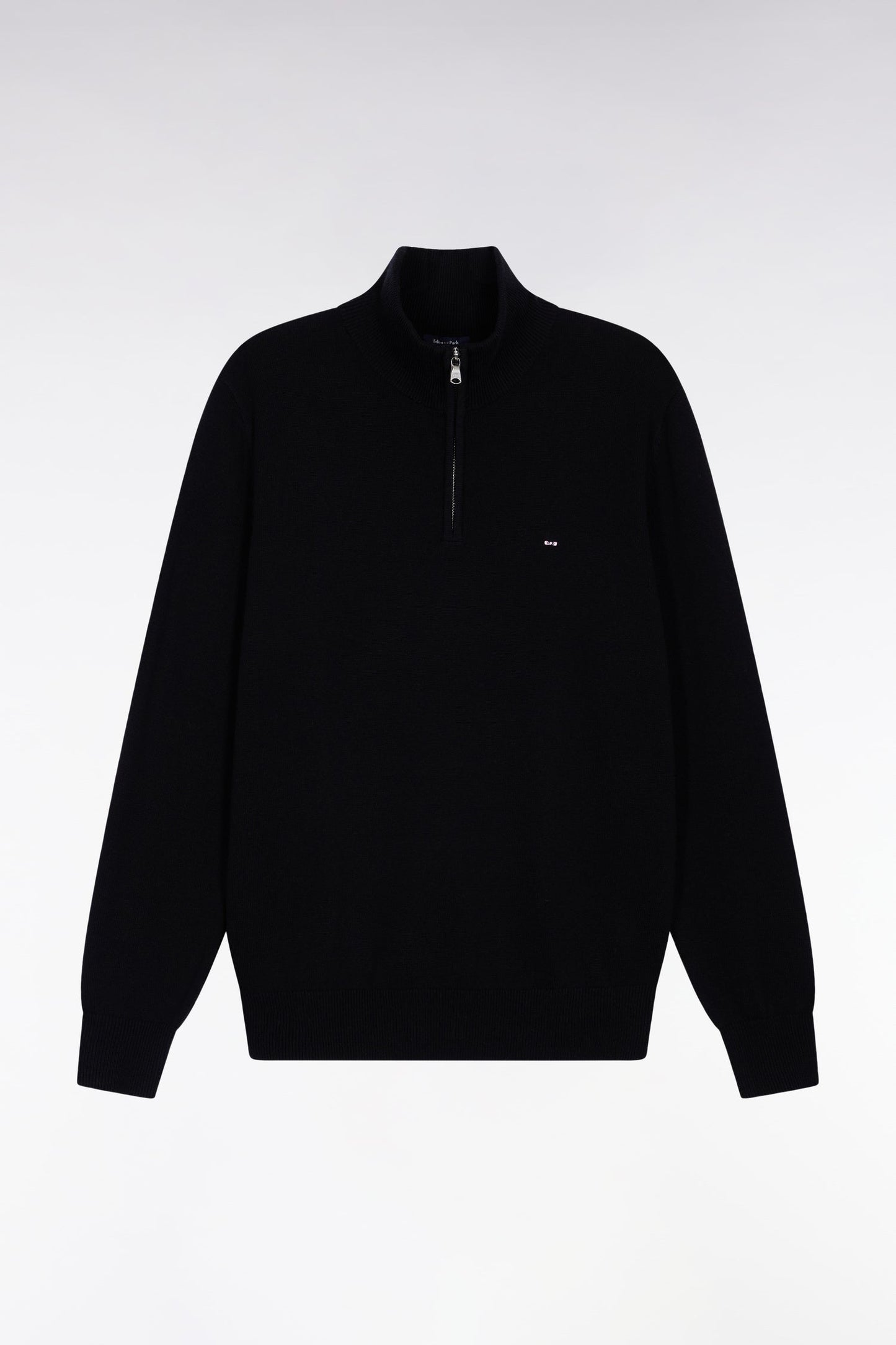 Pull col camionneur en laine et coton noir