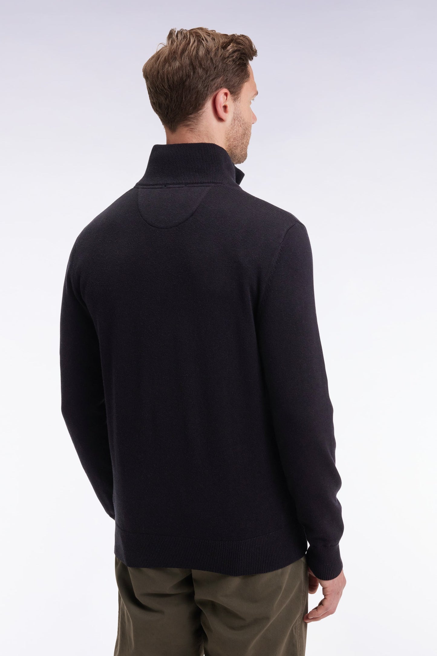 Pull col camionneur en laine et coton noir