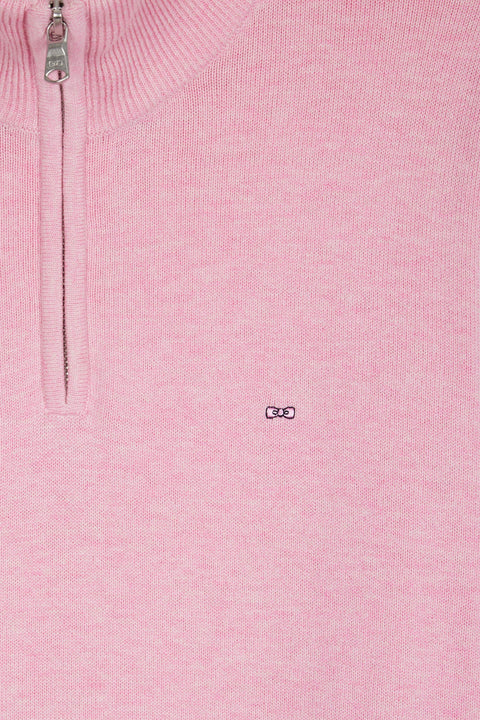 Pull col camionneur en laine et coton rose - Image 2