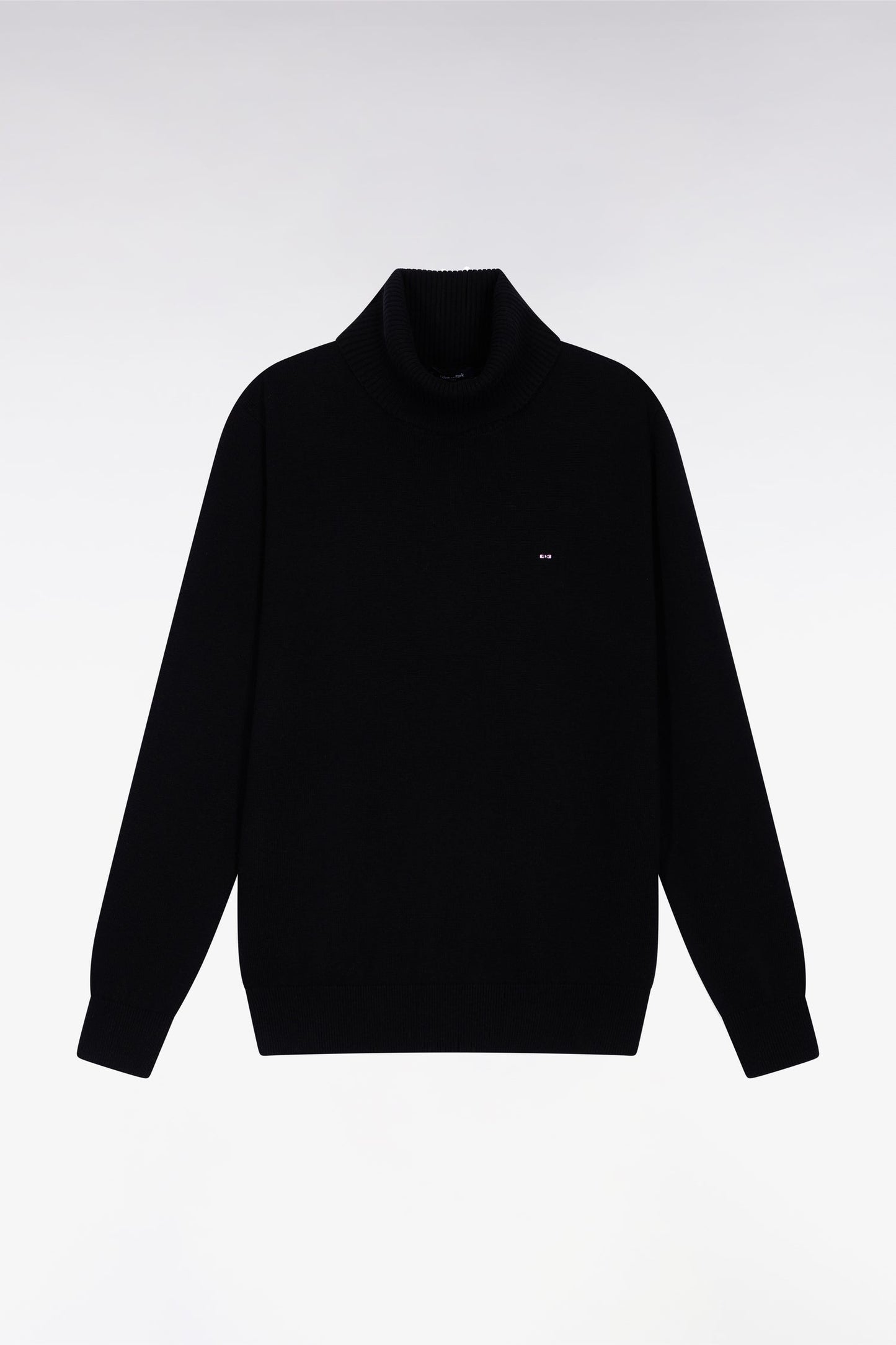 Pull col roulé en laine et coton noir
